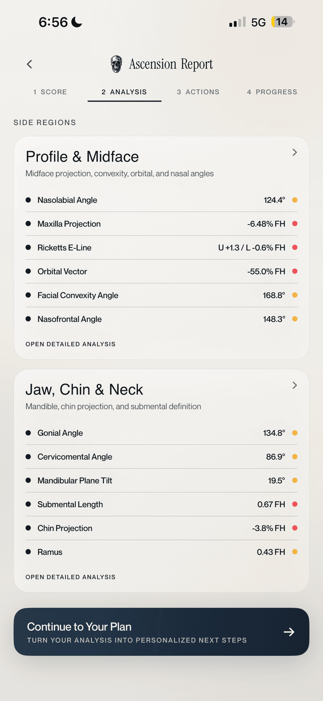 Ascension Metrics screen